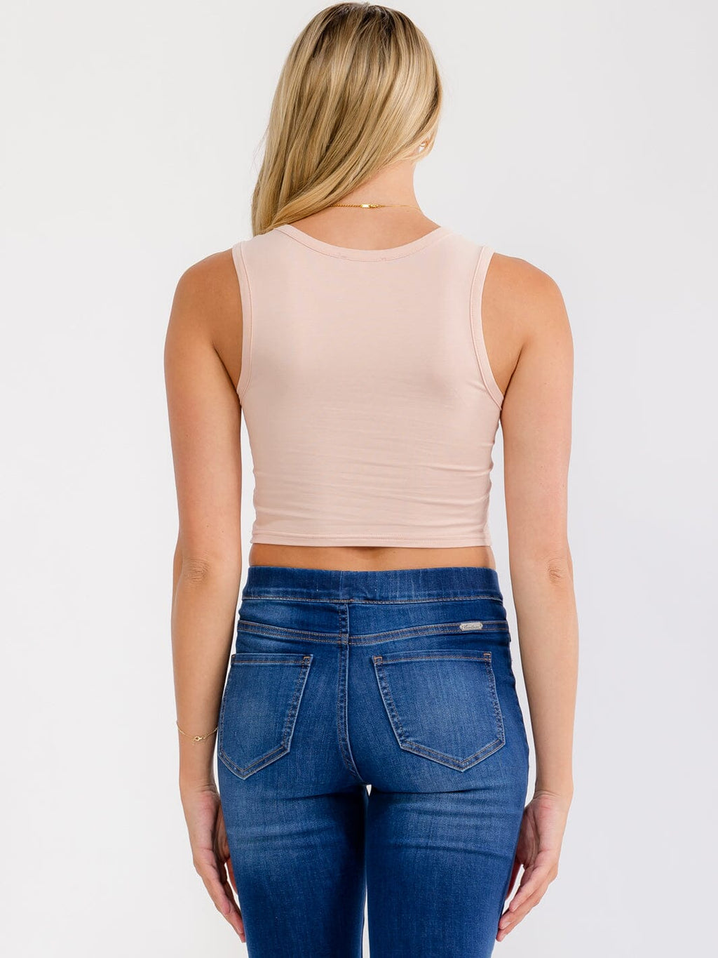 WOMEN'S SLEEVELESS SOLID CROP TANK TOP