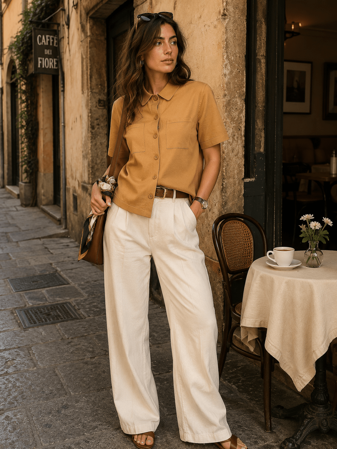 WOMEN'S SHORT SLEEVE BUTTON UP FRONT POCKET TOP