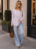 WOMEN'S LONG SLEEVE BUTTON UP HIGH-LOW OVERSIZED CONTRAST TOP