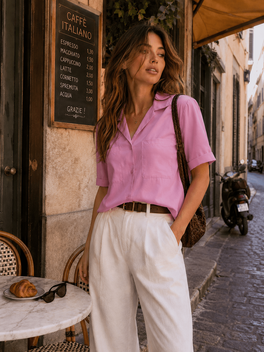 WOMEN'S SHORT SLEEVE BUTTON UP FRONT POCKET BLOUSE