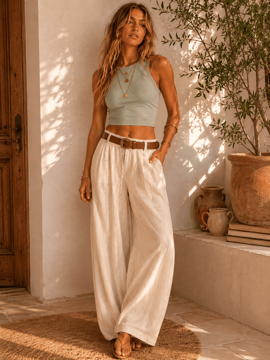 WOMEN'S SLEEVELESS SOLID CROP TANK TOP